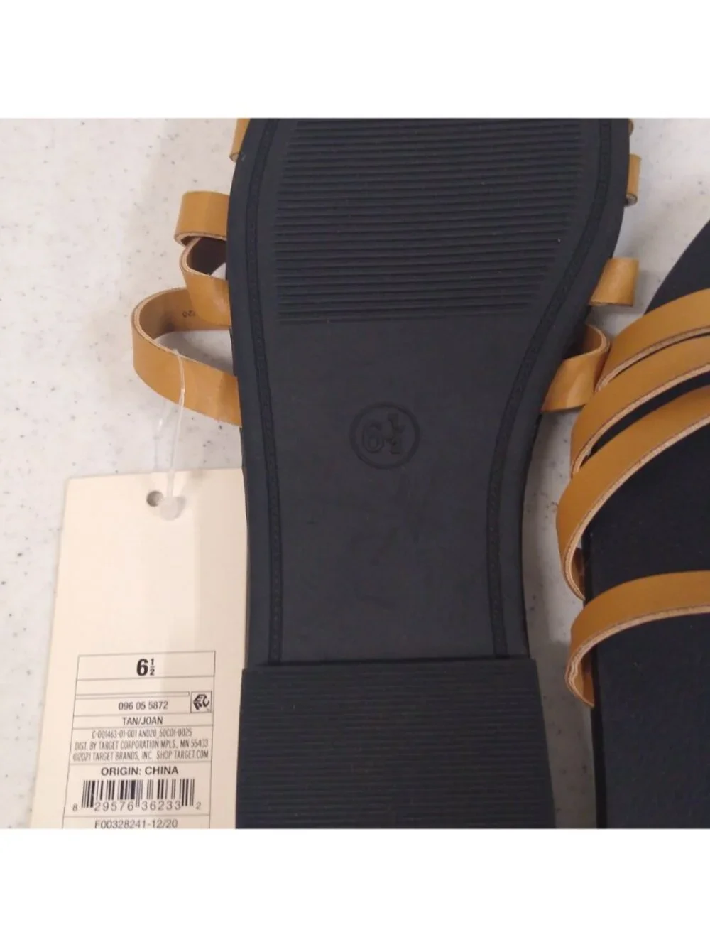 A New Day Sandals Tan/Joan Size 6.5 Womens Embossed Strappy Slide On Sandals NWT